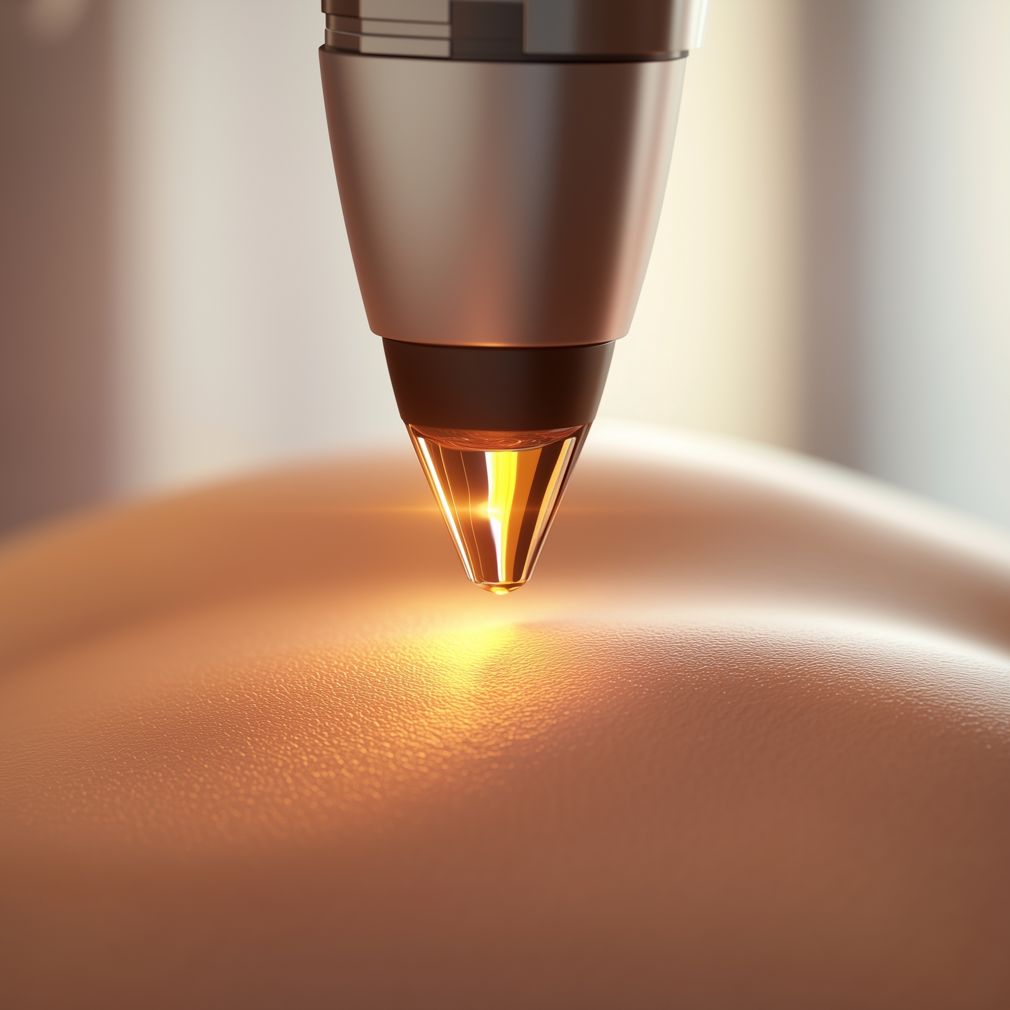 A photorealistic image showcasing laser treatment on skin, illustrating the precision and effectiveness of laser technology in skincare